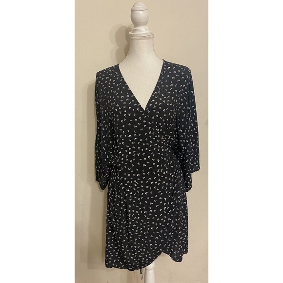 &Other Stories Printed Wrap Dress Viscose Size US 6 Eur 38 S M Black & White - Picture 2 of 13